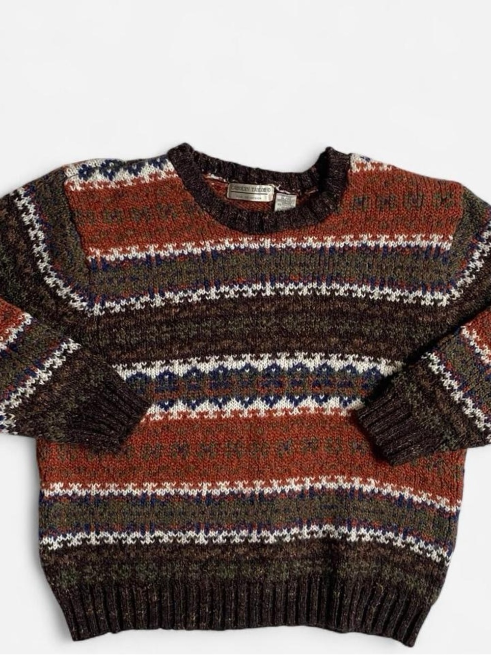 Vintage 90s earth tone striped patterned sweater